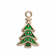 Breloques en métal sapin de noël Doré-vert