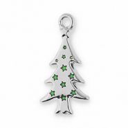 Breloques en métal sapin de noël Argenté-vert
