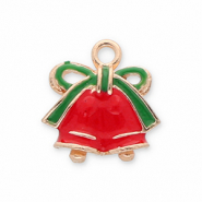 Breloques en métal cloches de noël Doré-rouge-vert