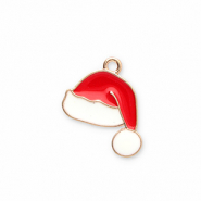 Breloques en métal bonnet de noël Doré-rouge-blanc