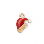 Breloques en métal bonnet de noël Doré-rouge-blanc