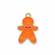 Breloques en métal bonhomme pain d'épices Doré-orange-rouge