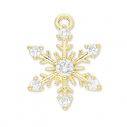 M&eacute;tal TQ laiton breloques flocon de neige Dor&eacute;-transparent