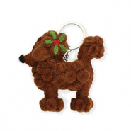 Porte-clés feutrine tendance caniche Marron