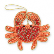 Breloque tendance crabe Orange corail-rouge-doré