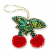 Breloque tendance cerises Vert-rouge-doré