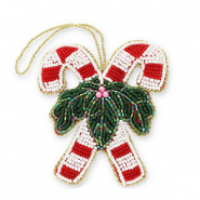 Breloque tendance sucres d'orge avec décoration de Noël Rouge-blanc-vert-doré