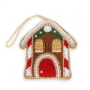 Breloque tendance maison Blanc-rouge-marron-doré