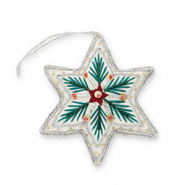Breloque tendance étoile de Noël Blanc-rouge-vert-argenté