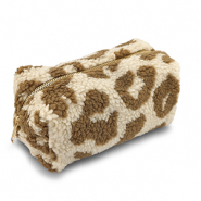 BY31® Trousse en peluche avec imprimé léopard Beige marron-marron