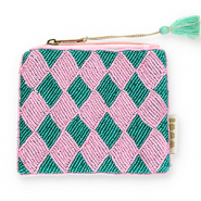 BY31&reg; Trousse rhombe Vert sarcelle-mauve-vert menthe-dor&eacute;