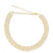 Métal TQ laiton collier ras de cou avec strass Doré-cristal
