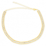 Métal TQ laiton collier ras de cou avec strass Doré-cristal