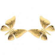 Boucles d'oreilles / puces en acier Inox papillon Dor&eacute;