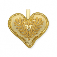 Breloque tendance coeur motif à feuille Doré