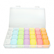 Bo&icirc;te de rangement bijoux avec 7x4 compartiments Transparent-multicolore