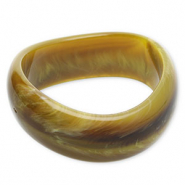Bracelets jonc en r&eacute;sine Vert olive-marron-blanc
