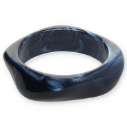 Bracelets jonc en r&eacute;sine Bleu fonc&eacute;-blanc