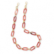 Cordon téléphonique tendance en acrylique Rouge corail-doré