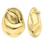 Apprêts en acier Inox boucles d'oreilles / puces d’oreilles ovale avec anneau Doré