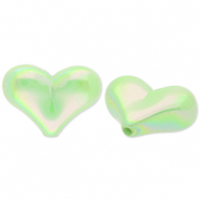 Perles acryliques cœur Vert-AB coating