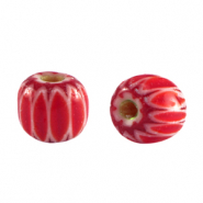 Perles Millefiori tube Rouge