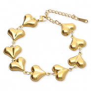 Bracelets en acier Inox cœurs Doré