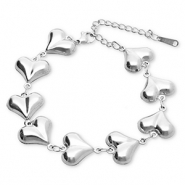 Bracelets en acier Inox cœurs Argenté
