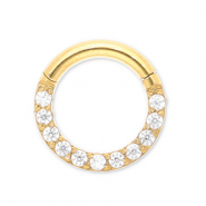 Piercing d’oreilles en acier Inox clicker anneau avec strass Doré-cristal