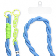 Cordon téléphonique tendance incl. attache Bleu-vert