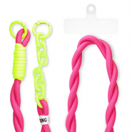 Cordon téléphonique tendance incl. attache Rose foncé-jaune néon
