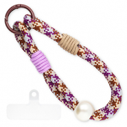 Cordon téléphonique tendance incl. attache Violet-marron-beige-gris-blanc ivoire