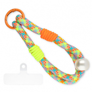 Cordon téléphonique tendance incl. attache Jaune néon-orange néon-rose clair-bleu-blanc ivoire