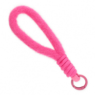 Cordon téléphonique tendance peluche Rose foncé