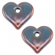 Perles en c&eacute;ramique DQ grecque coeur Violet-bronze