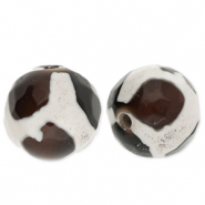 Perles en pierre naturelle Calcédoine 8 mm Noir-marron-blanc