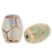 Perles en pierre naturelle Calc&eacute;doine tube Vert-beige-marron