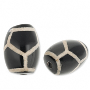 Perles en pierre naturelle Calc&eacute;doine "grain de riz" Noir-beige sable