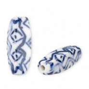 Perles en céramique rectangle Blanc cassé-bleu de Delft