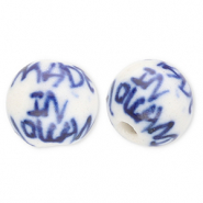 Perles en céramique 10 mm "Made in Holland" Blanc cassé-bleu de Delft