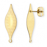 Apprêts en acier Inox boucles d'oreilles / puces d’oreilles ovale oblong avec cercles avec anneau Doré
