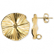 Apprêts en acier Inox boucles d'oreilles / puces d’oreilles fleur avec anneau Doré