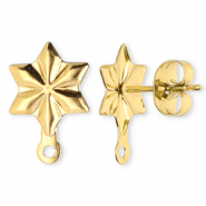 Apprêts en acier Inox boucles d'oreilles / puces d’oreilles étoile avec anneau Doré