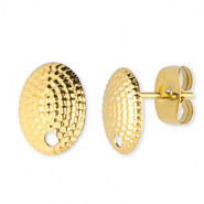 Apprêts en acier Inox boucles d'oreilles / puces d’oreilles ovale avec anneau Doré