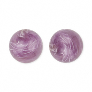 Perles acryliques 12 mm rond Violet-marron-marbré
