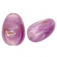 Perles acryliques ovale Violet-marron-marbré