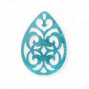 Pendentifs en résine goutte baroque 38x27mm Bleu atoll