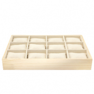 Présentoir bijoux 12 cases avec coussins Naturel-blanc lin