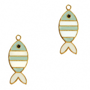 Breloques en acier Inox poisson Doré-menthe verte
