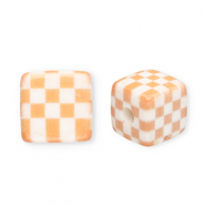 Perles acryliques carré avec cubes Orange clair-blanc